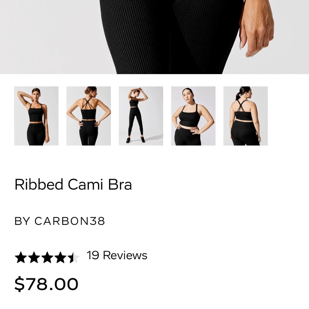 EUC Carbon38 cropped ribbed strappy camisole/tank in black - Picture 7 of 16
